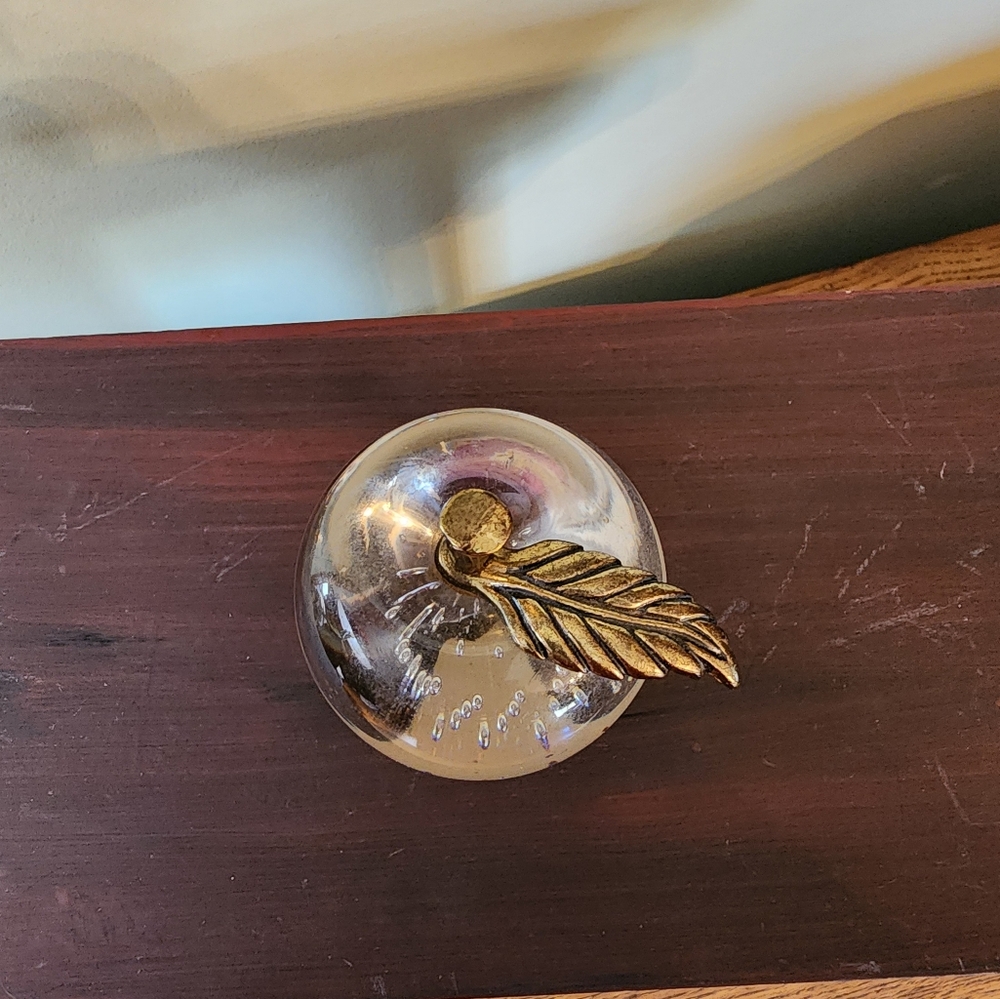 Clear Glass Apple Paper Weight - Picture 3 of 3